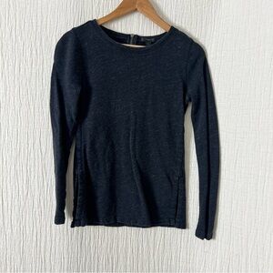 J. Crew Gray Crew Sweatshirt metallic back zip long sleeves side slits size XS